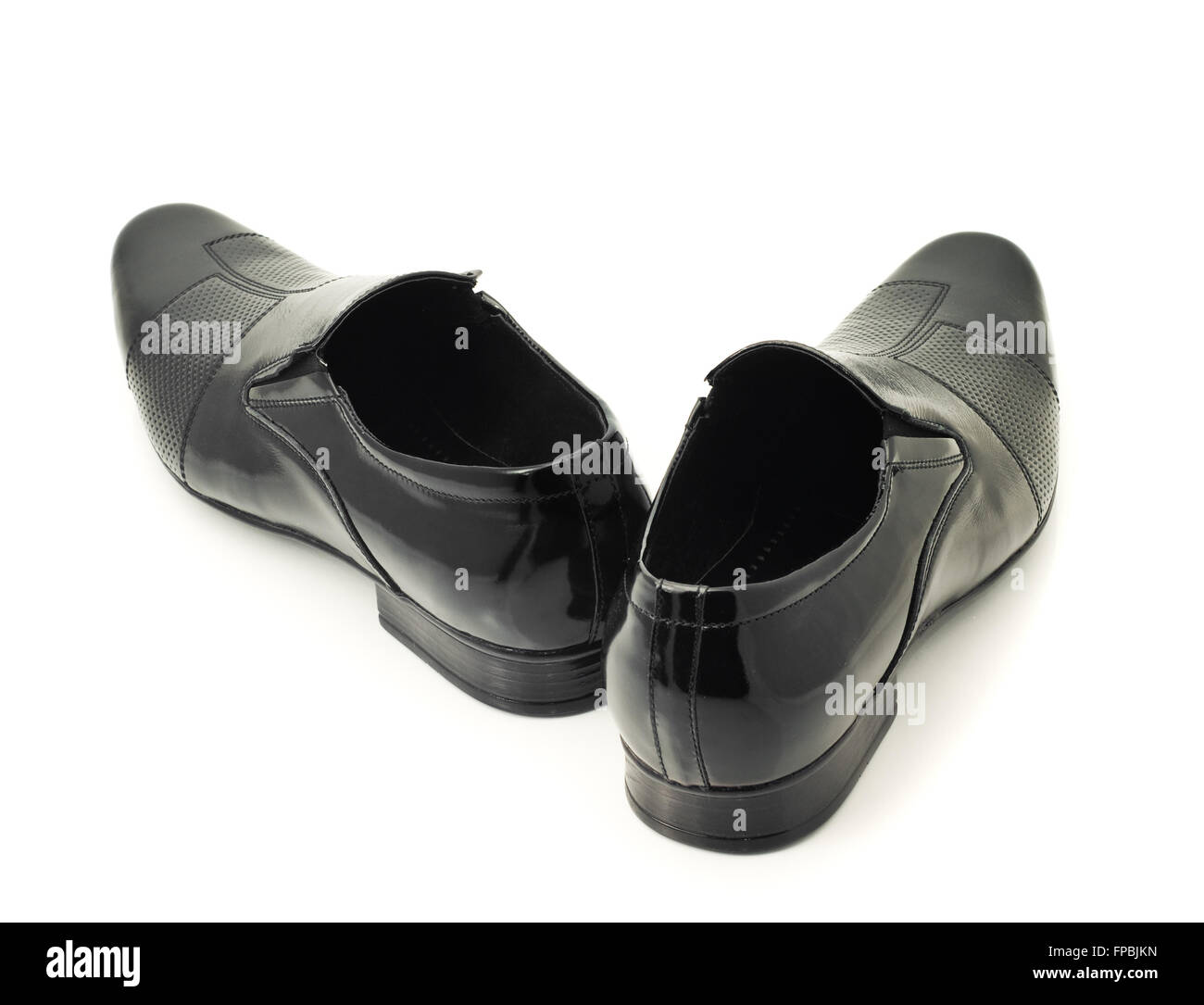 Gli uomini neri di scarpe di cuoio isolate su sfondo bianco Foto Stock