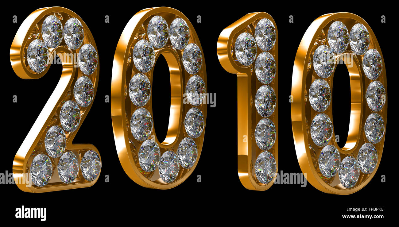 Golden 2010 anno incrostata di diamanti. Altri numeri sono nel mio portafoglio Foto Stock