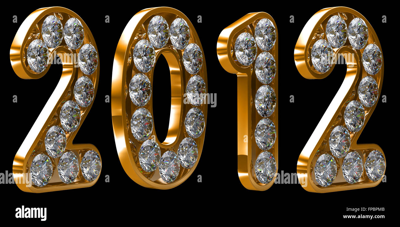 Golden 2012 anno incrostata di diamanti. Altri numeri sono nel mio portafoglio Foto Stock