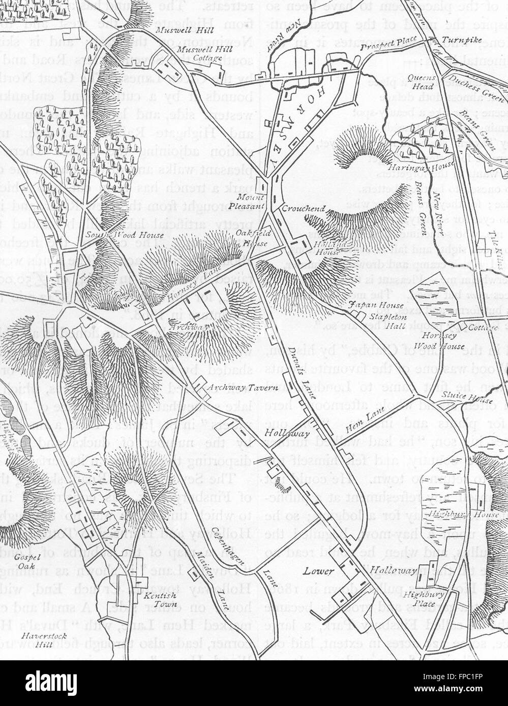 Londra: Hornsey: Mappa di nel 1819, 1880 Foto Stock