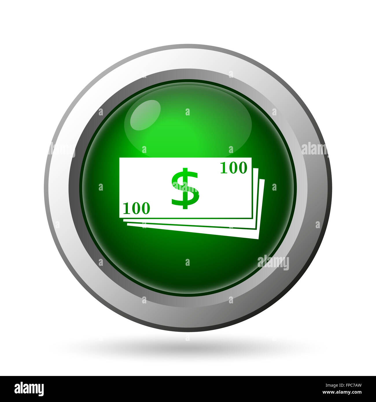 Icona di denaro. Pulsante Internet su sfondo bianco Foto Stock