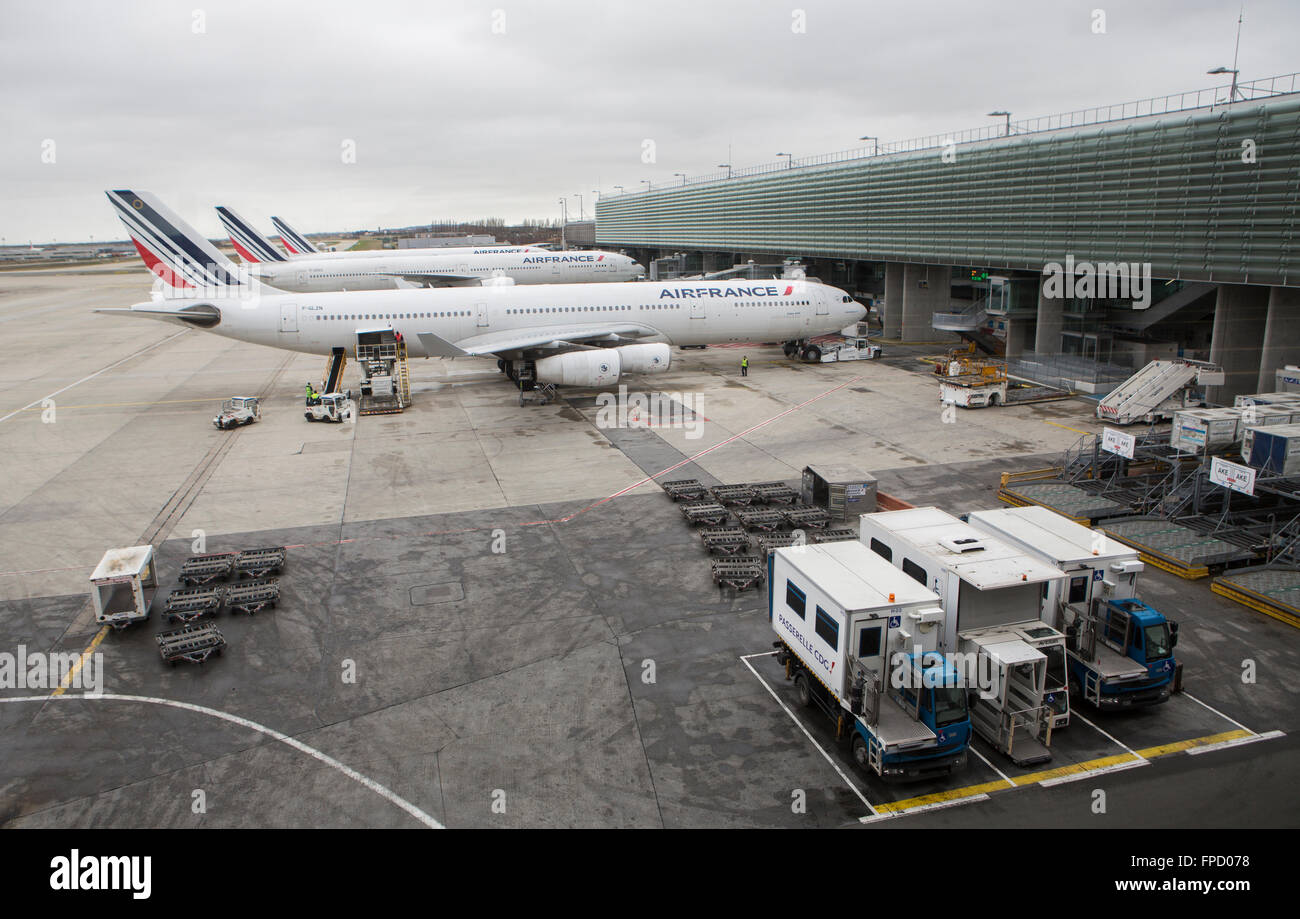 AIR FRANCE aerei al Charles de Gaulle Airport Foto Stock