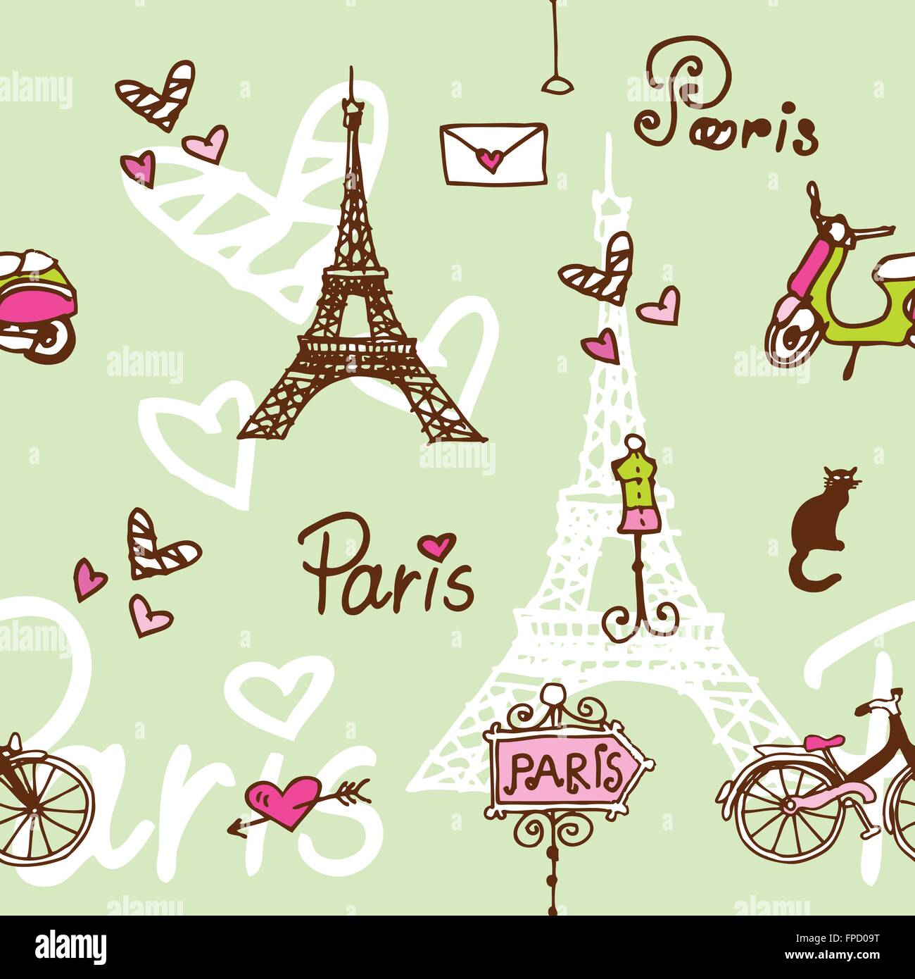 Parigi seamless sfondo pattern Illustrazione Vettoriale
