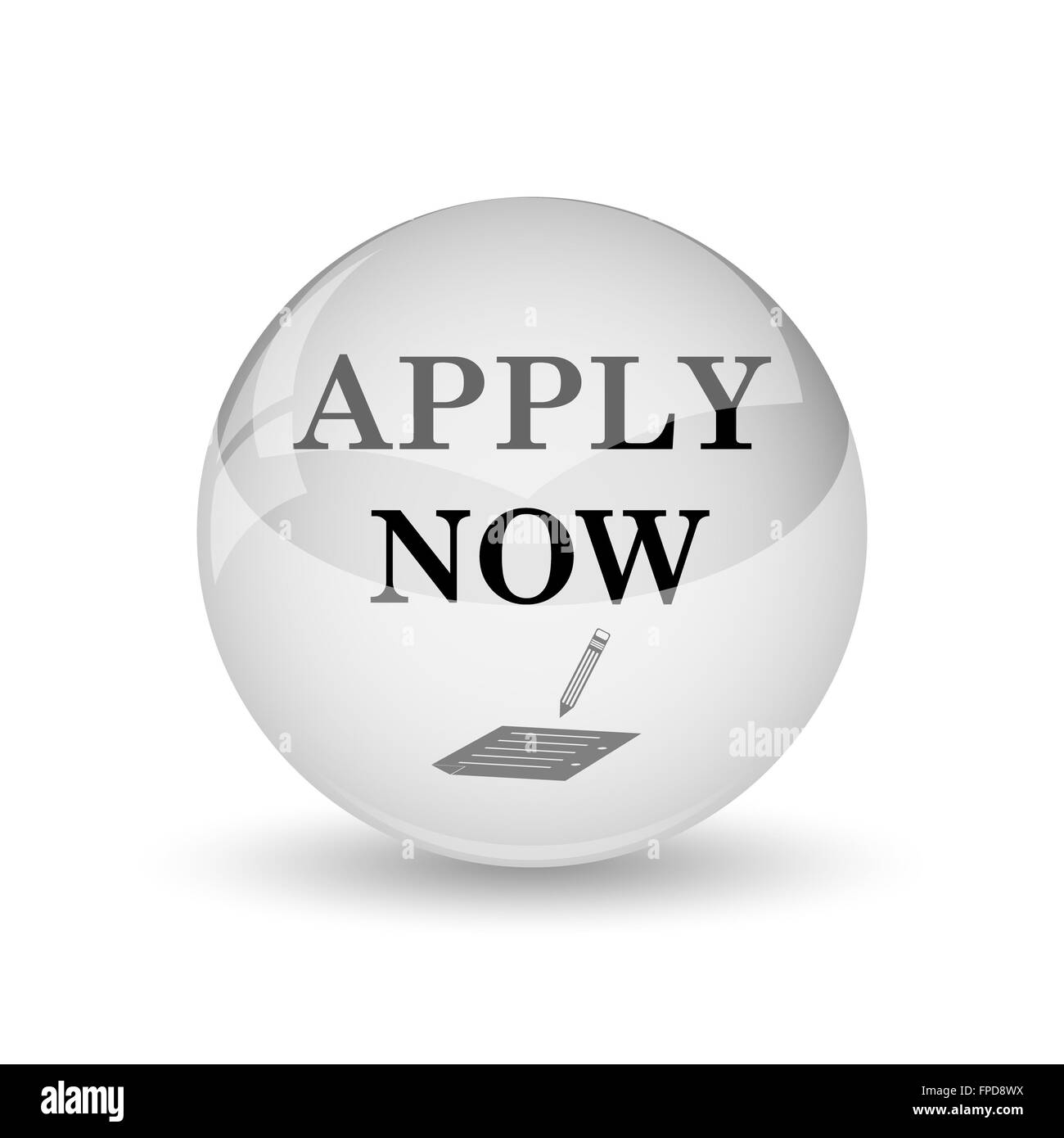 Applica ora icona. Pulsante Internet su sfondo bianco Foto Stock