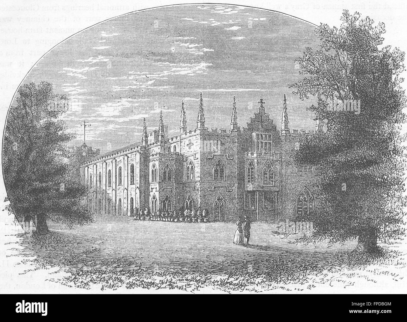 TWICKENHAM: Strawberry Hill in Walpole il momento (Sandby), antica stampa 1888 Foto Stock