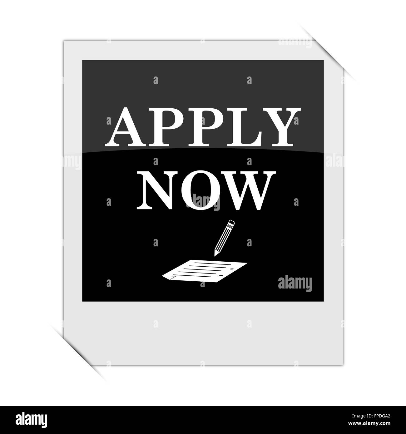 Applicare icona ora all'interno di una foto su sfondo bianco Foto Stock