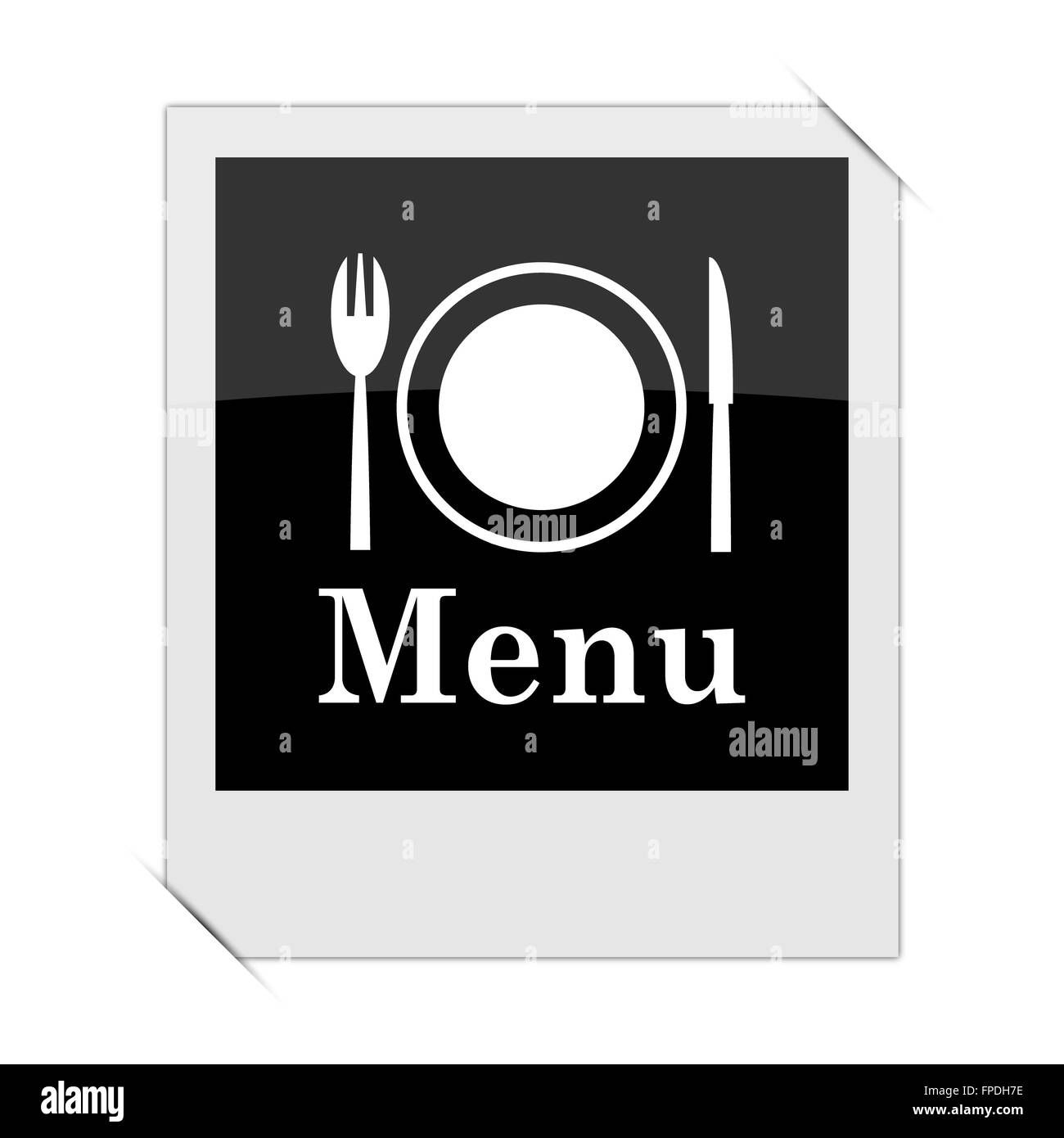 Icona di menu all'interno di una foto su sfondo bianco Foto Stock
