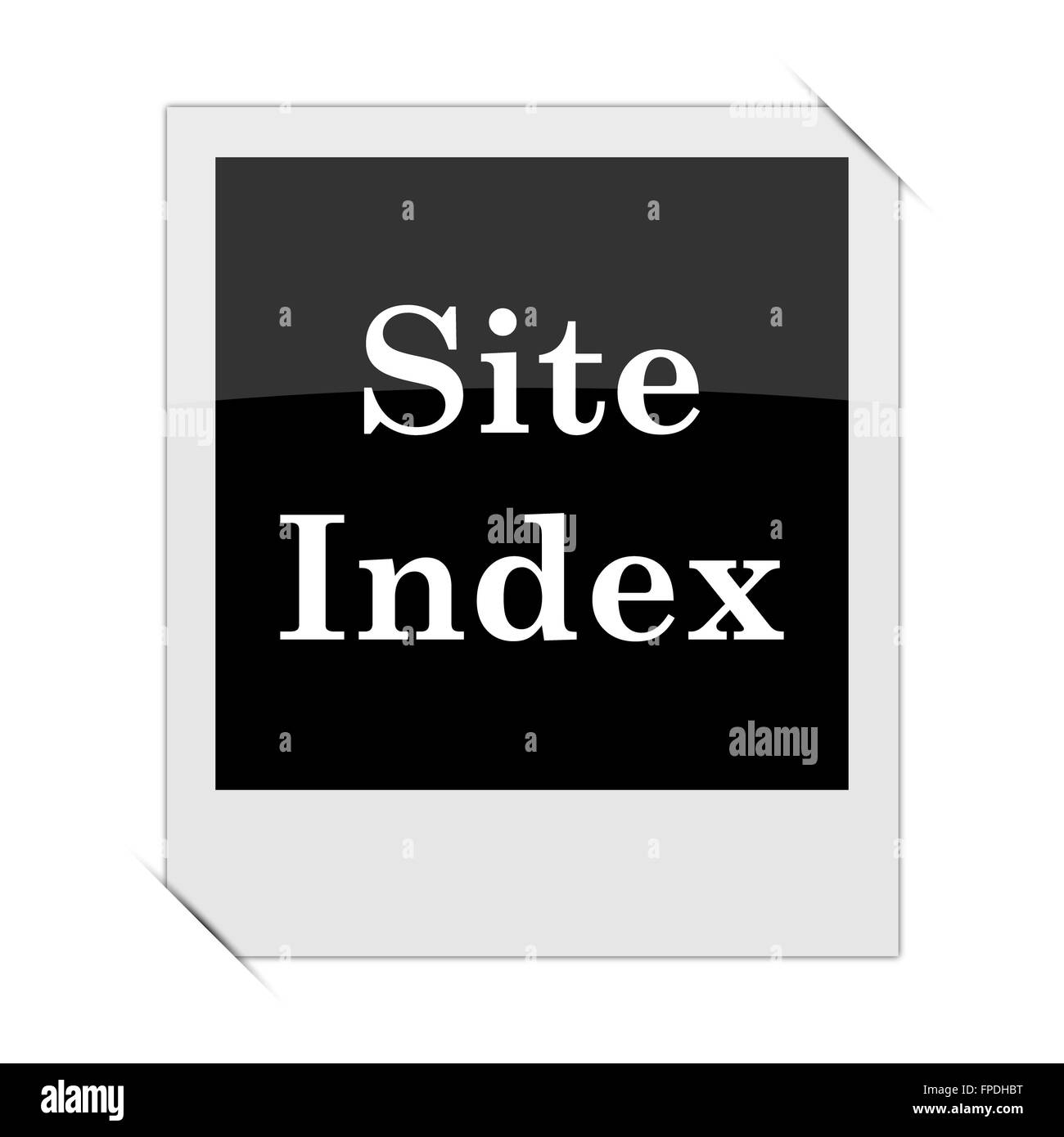 Indice del sito icona entro una foto su sfondo bianco Foto Stock