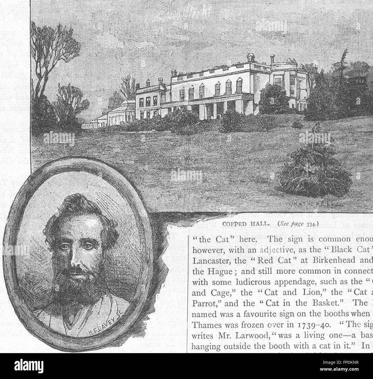 ESSEX: Epping: Copped Hall; Lord Lytton, antica stampa 1888 Foto Stock