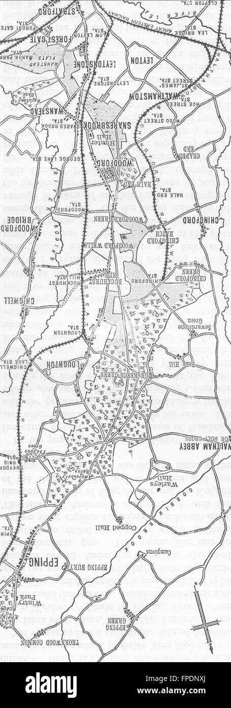 ESSEX: WALTHAM E EPPING: Mappa della Foresta di Epping, 1888 Foto Stock