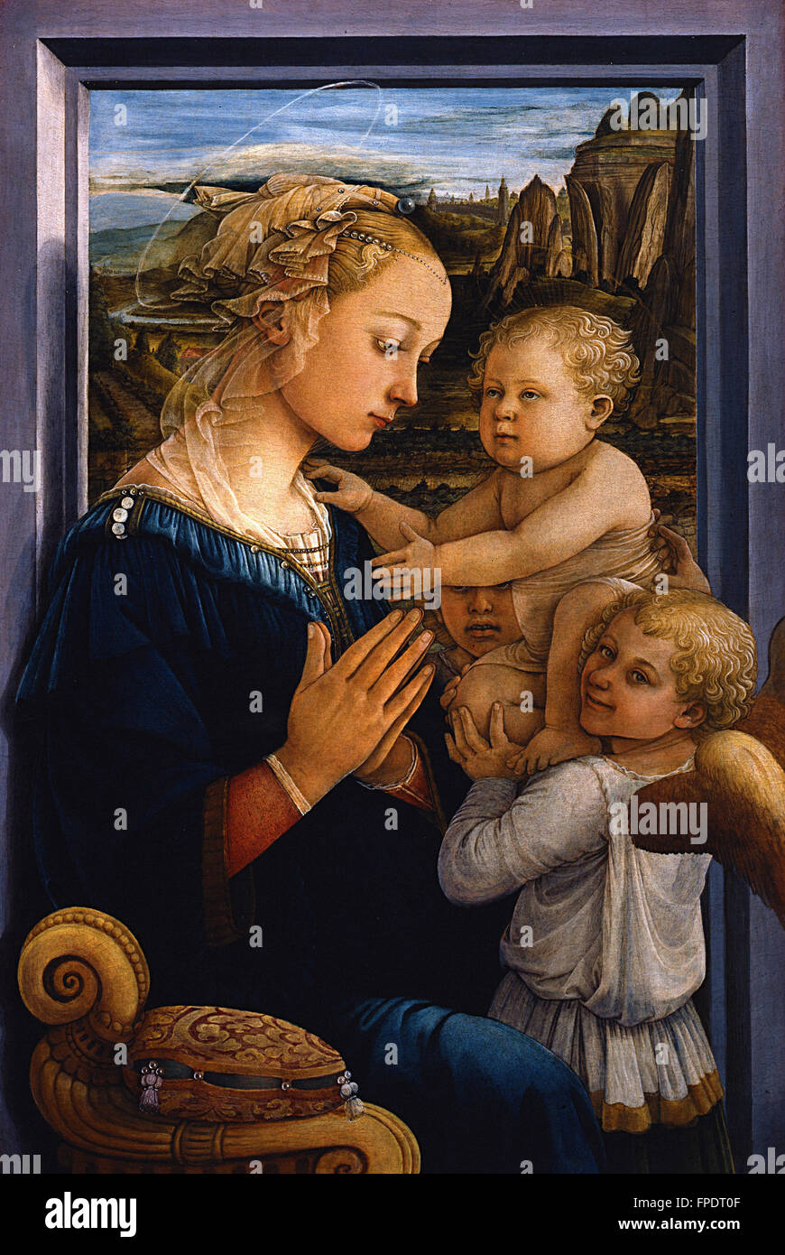 Filippo Lippi - Madonna col Bambino e angeli di causa Foto Stock