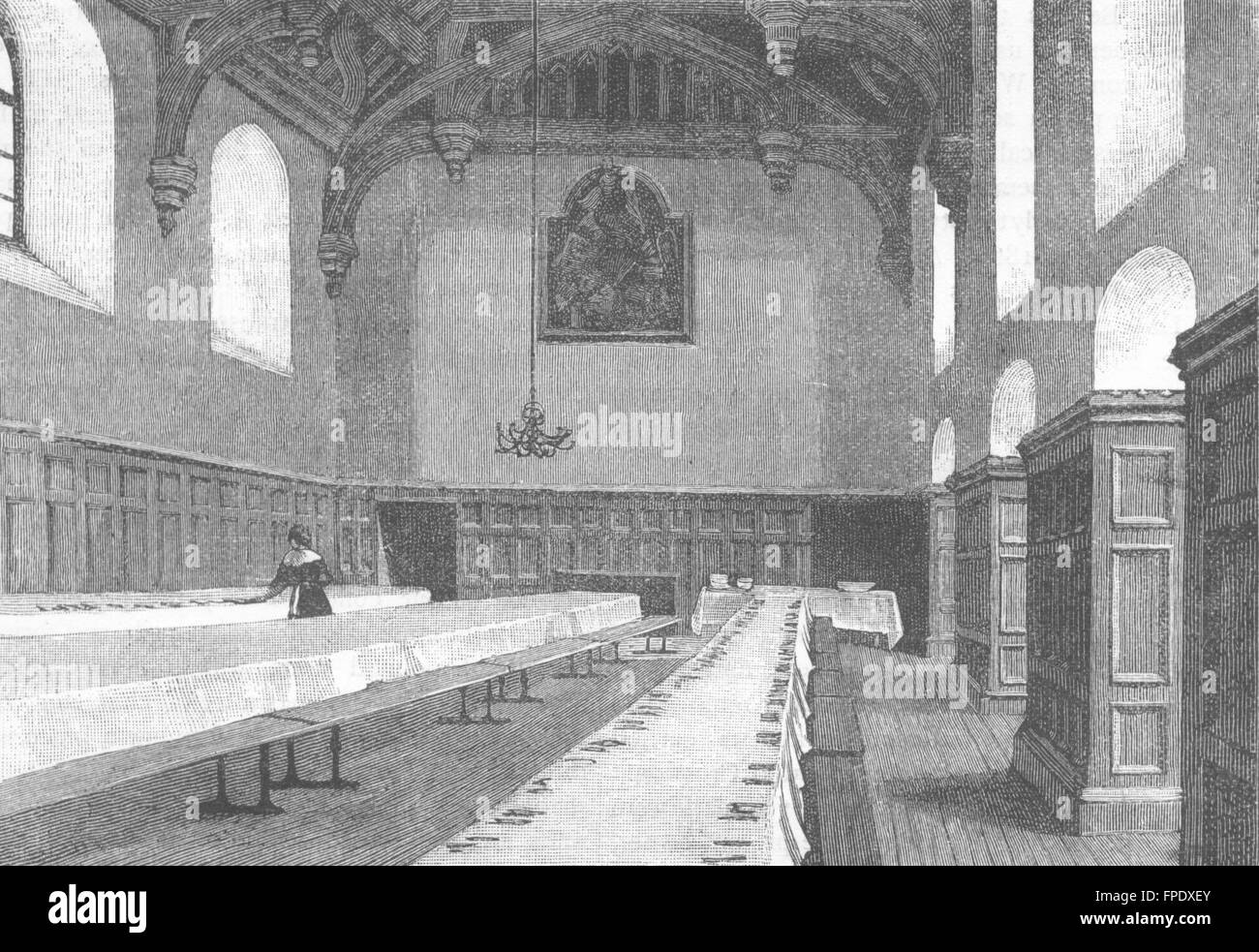 BEDDINGTON: Sala della femmina orphan asilo, Beddington, antica stampa 1888 Foto Stock
