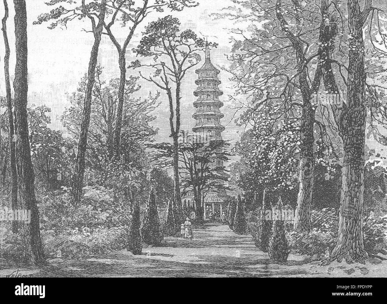 I Giardini di Kew: la Pagoda, antica stampa 1888 Foto Stock
