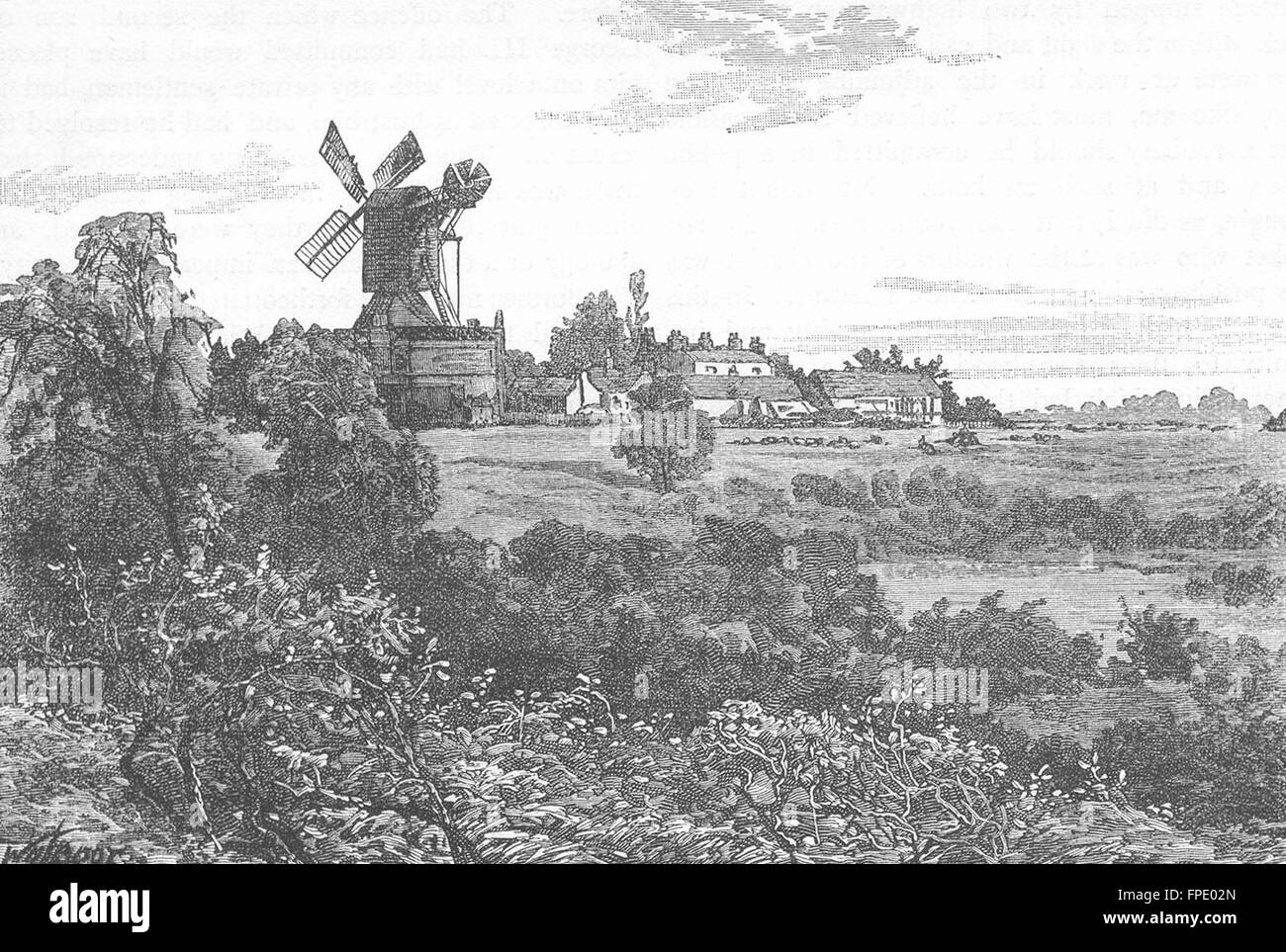 WIMBLEDON: Wimbledon Common (Il mulino a vento), antica stampa 1888 Foto Stock