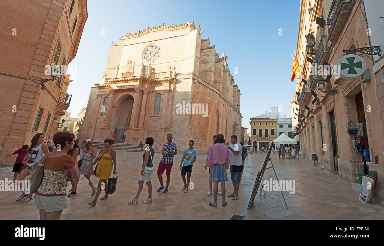 Minorca isole Baleari, Spagna, Europa: la Basilica Cattedrale di Ciutadella, la chiesa di Santa Maria, costruita sul sito di una vecchia moschea Foto Stock