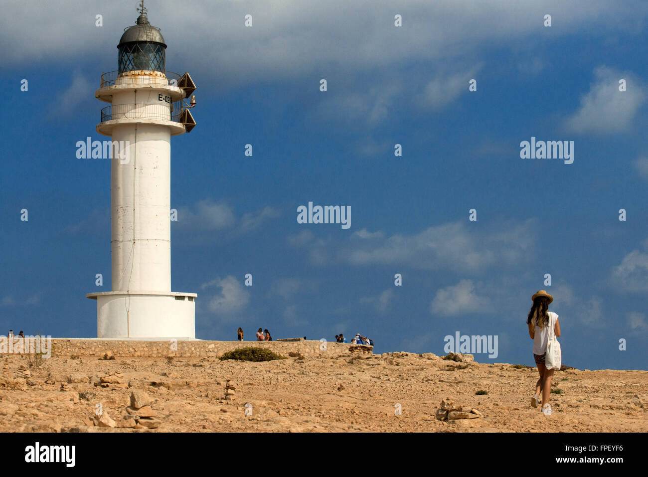 Es Cap de Barbaria faro, a Formentera, isole Baleari. Spagna. Barbaria cape formentera lighthouse road. Foto Stock