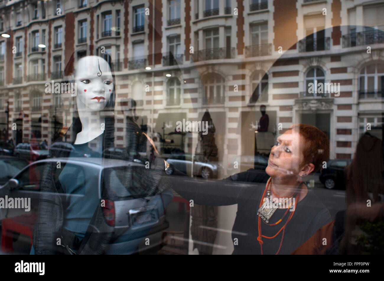 Il Kooples abbigliamento moda a Rue Antoine Dansaert, Bruxelles, Belgio. Il regno di negozi di lusso a Bruxelles ha un nome: Foto Stock