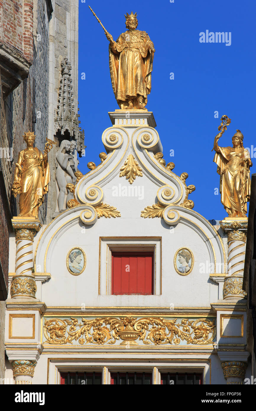 Statua di Baldwin I braccio di ferro (830s-879), Markgrave (Count) delle Fiandre, presso l'Asino cieco Street a Bruges, Belgio Foto Stock