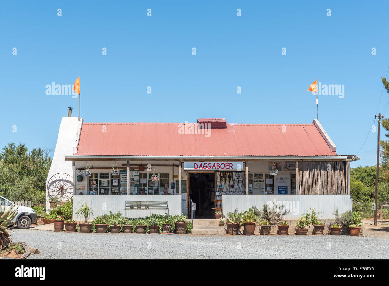 CRADOCK, SUD AFRICA - 19 febbraio 2016: una fattoria in stallo accanto al N10 strada tra Cradock e Cookhouse nel Capo orientale P Foto Stock