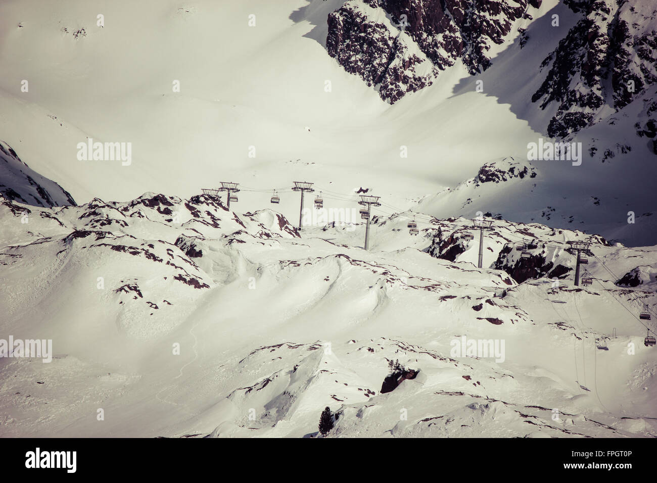 Seggiovia @ ghiacciaio in Val Senales, Italia Foto Stock