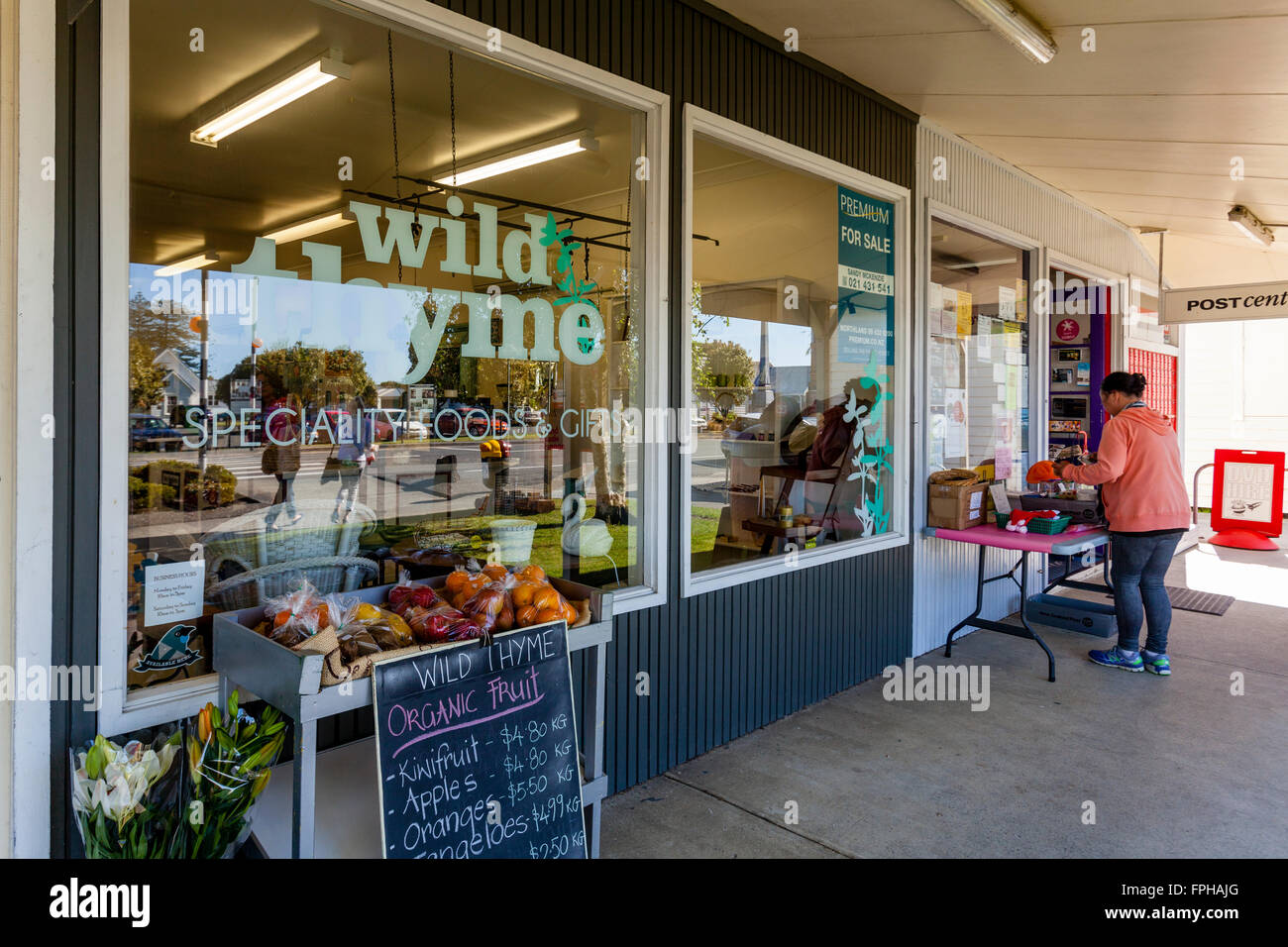 Timo selvatico Cafe/negozio di generi alimentari, Waipu, Northland e Nuova Zelanda Foto Stock