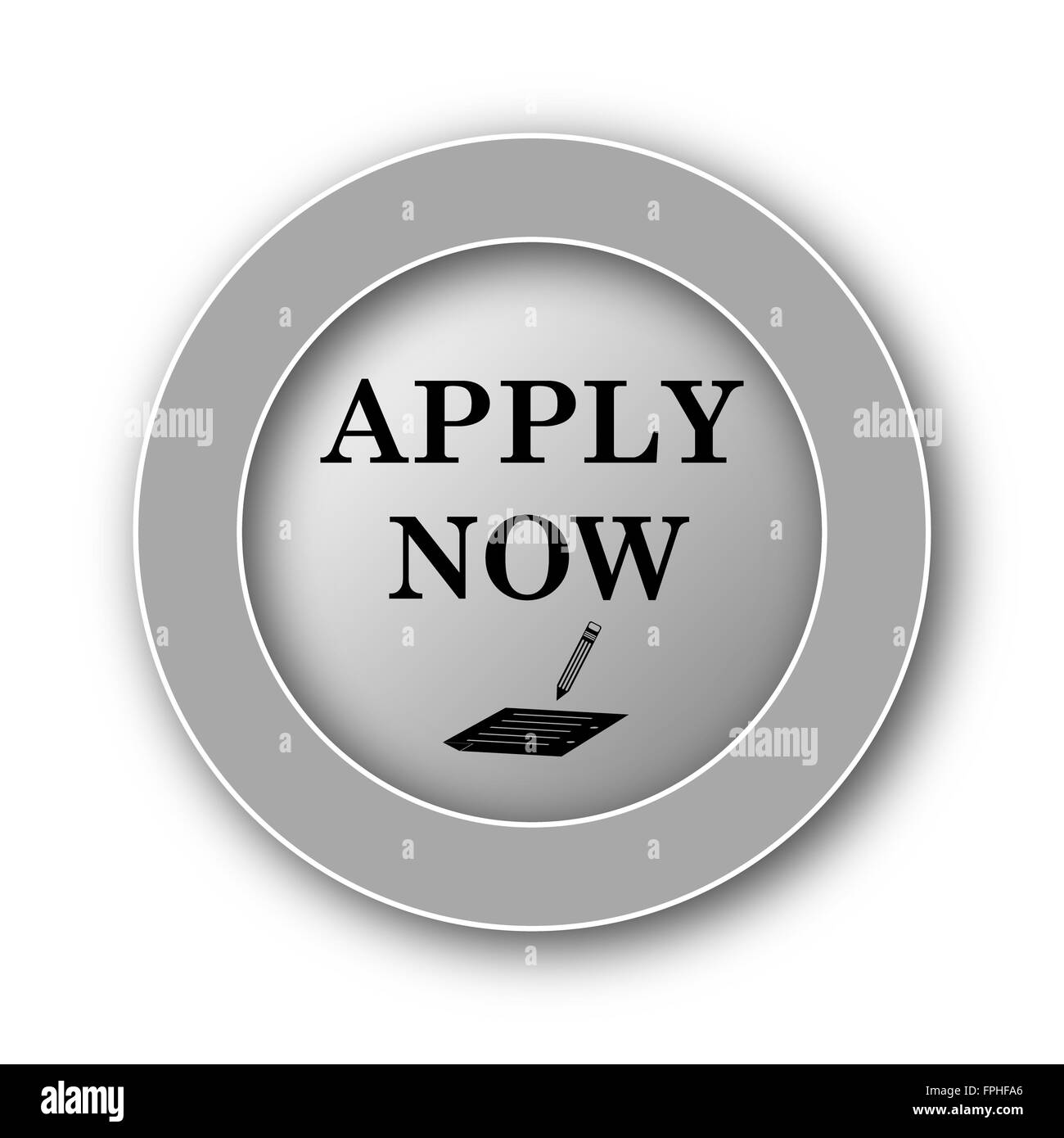 Applica ora icona. Pulsante Internet su sfondo bianco. Foto Stock