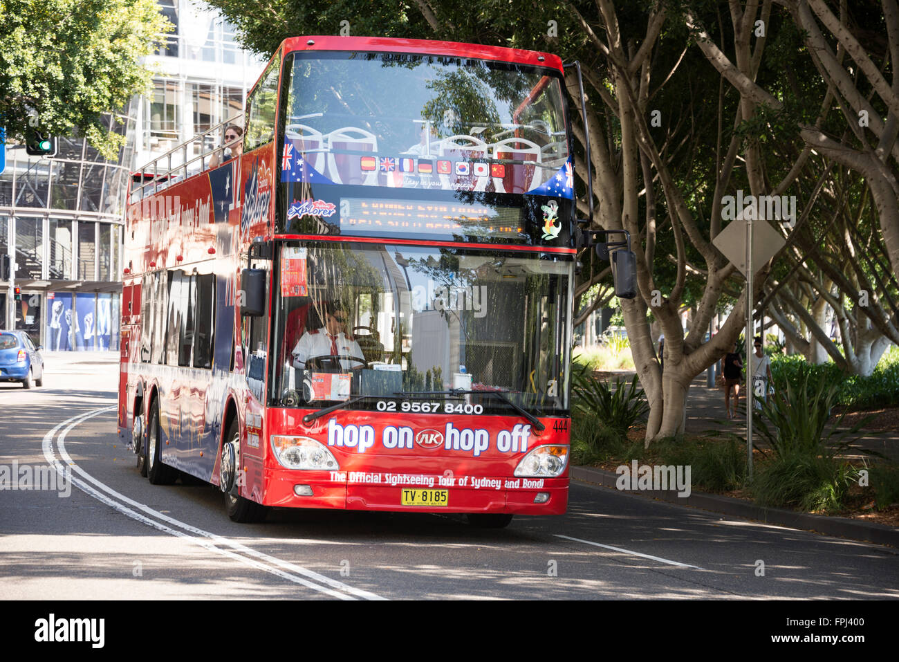 Un autobus a due piani Sydney Sightseeing in un tour a Sydney, New South Wales, Australia Foto Stock