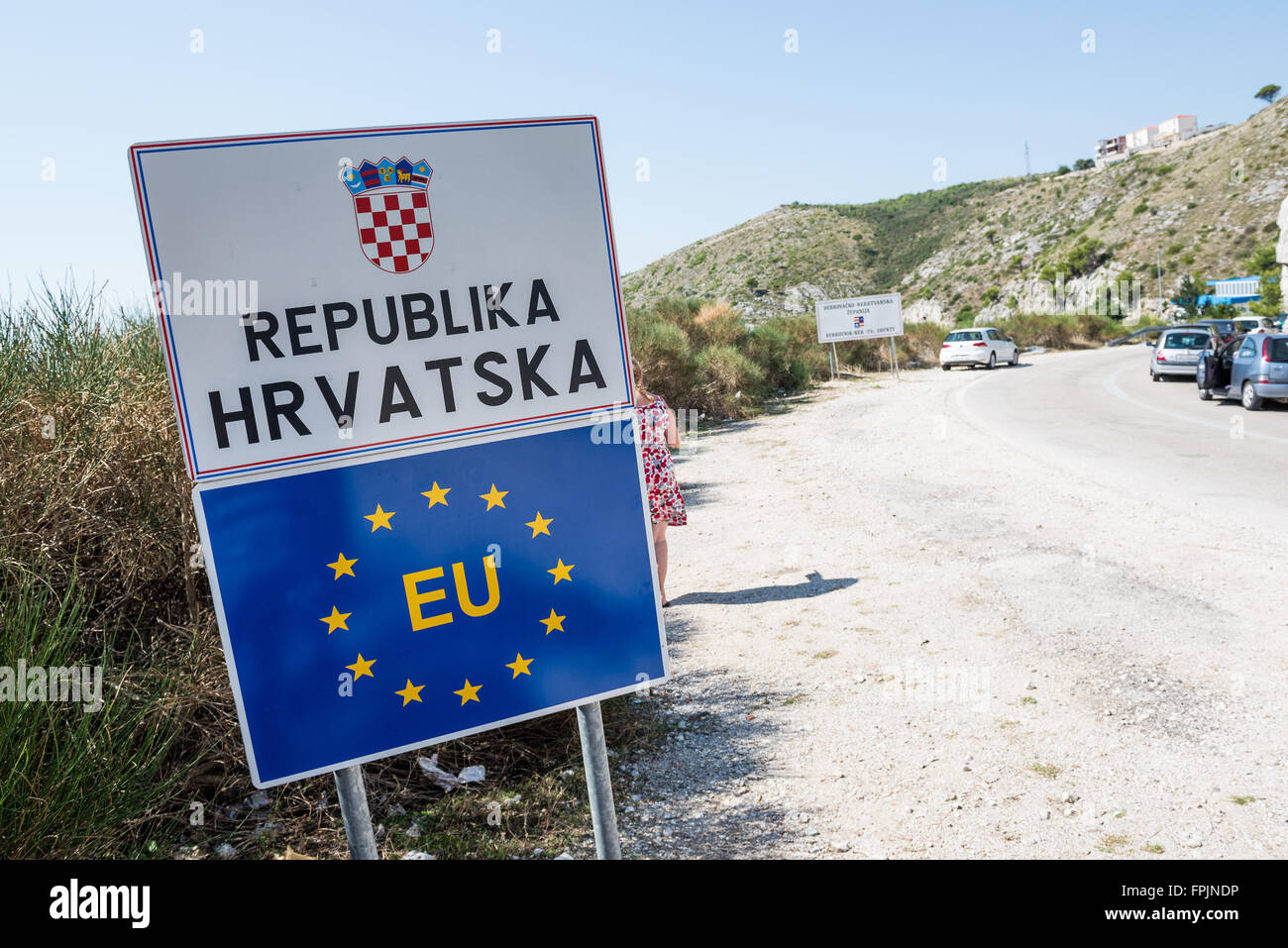 Terra di confine tra la Croazia e la Bosnia ed Erzegovina Foto Stock