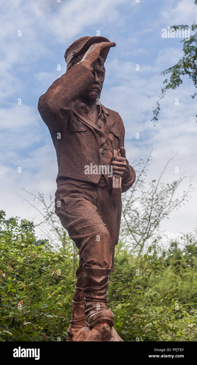 La statua del David Livingstone nel Mosi-oa-Tunya National Park, Livingstone, Zambia, Africa. Foto Stock