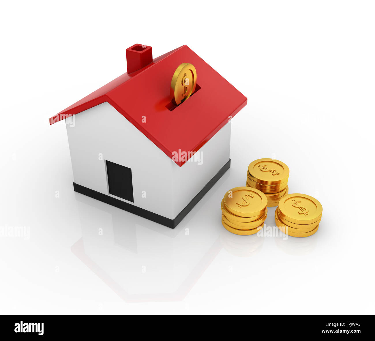 Casella di denaro e la moneta , questo è un computer generato e rendering 3d'immagine. Foto Stock