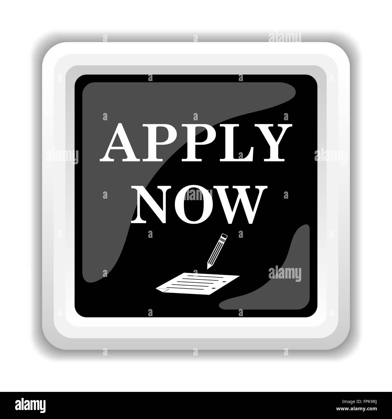 Applica ora icona. Pulsante Internet su sfondo bianco. Foto Stock