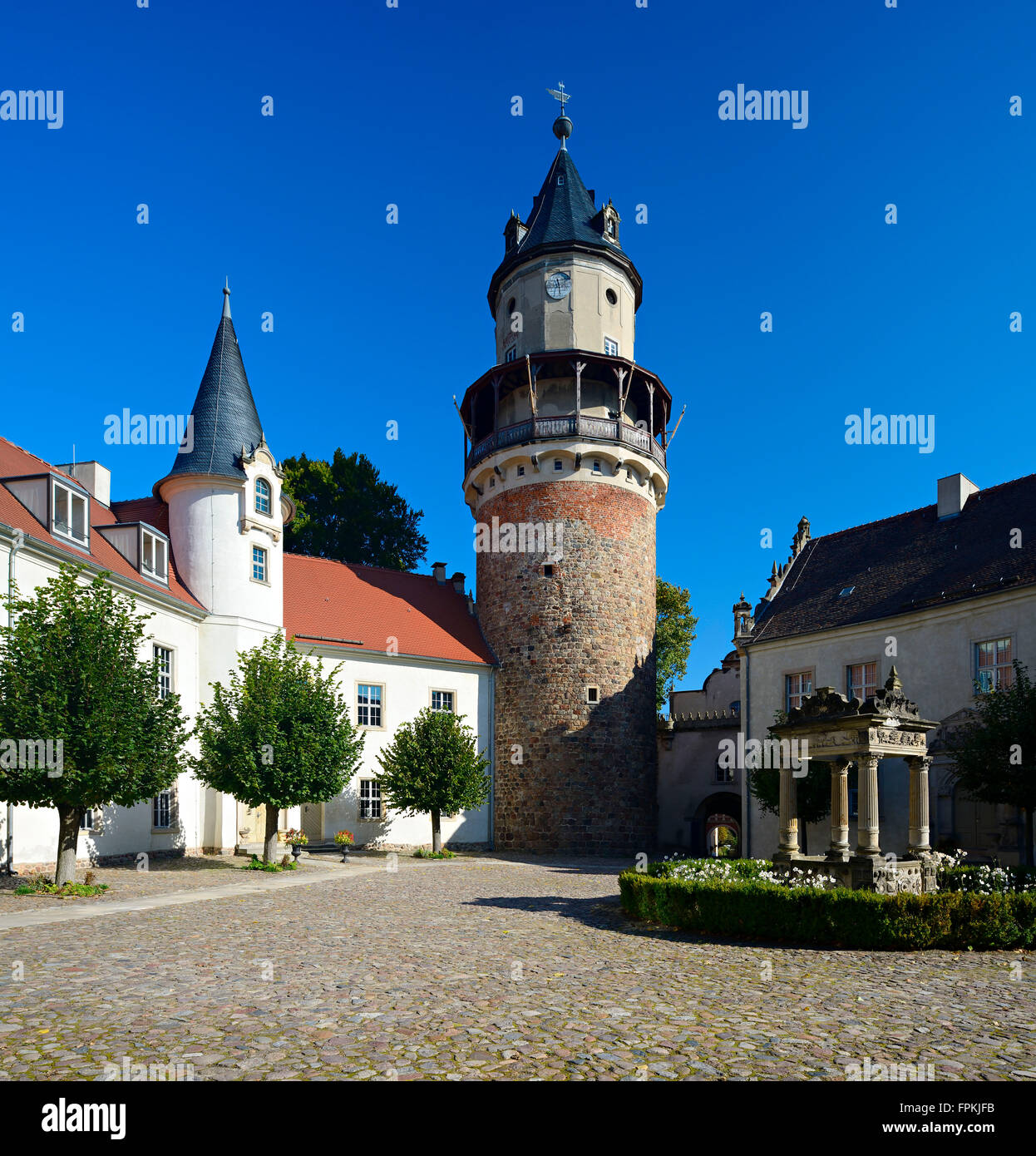 La Germania, il Land Brandeburgo, Alta Parco Naturale Fläming, Castello di Wiesenburg, nella corte del Castello di Wiesenburg Foto Stock