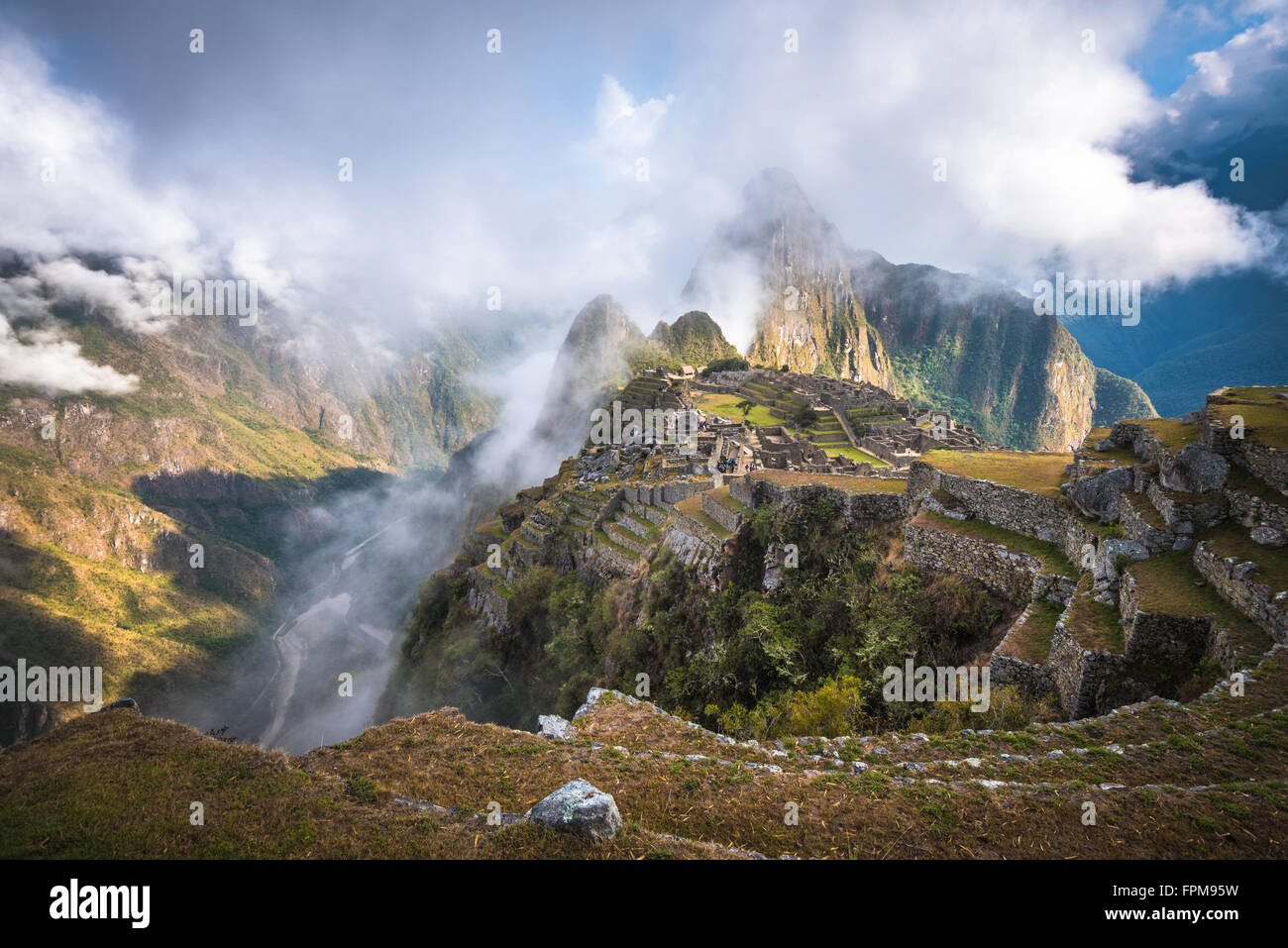 Machu Picchu, Sito Patrimonio Mondiale dell'UNESCO. Una delle nuove sette meraviglie del mondo. Foto Stock
