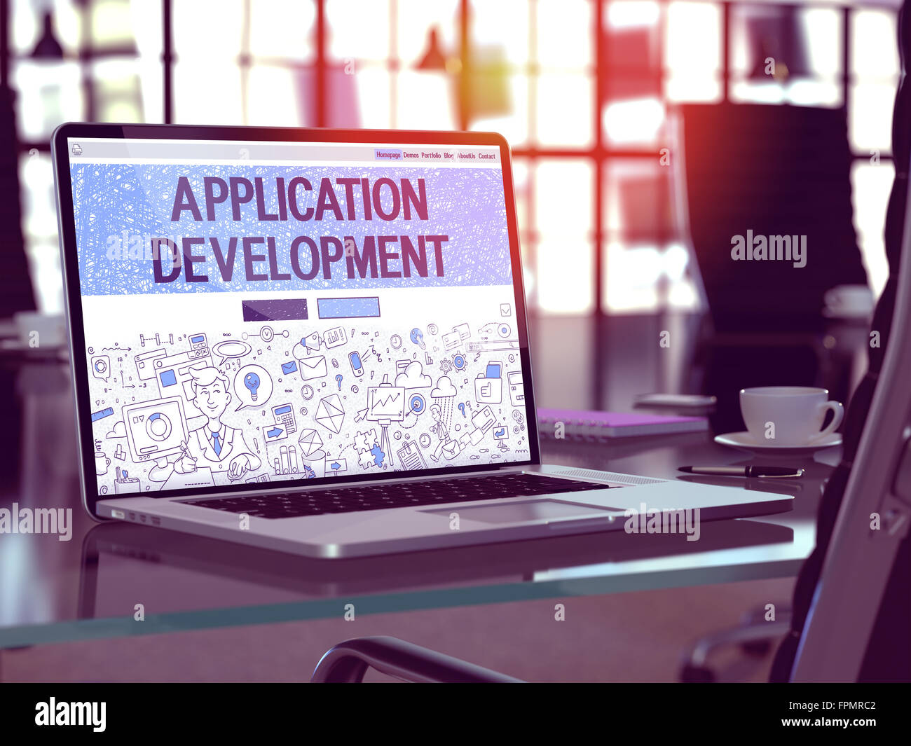 Schermo portatile con Application Development Concept. Foto Stock