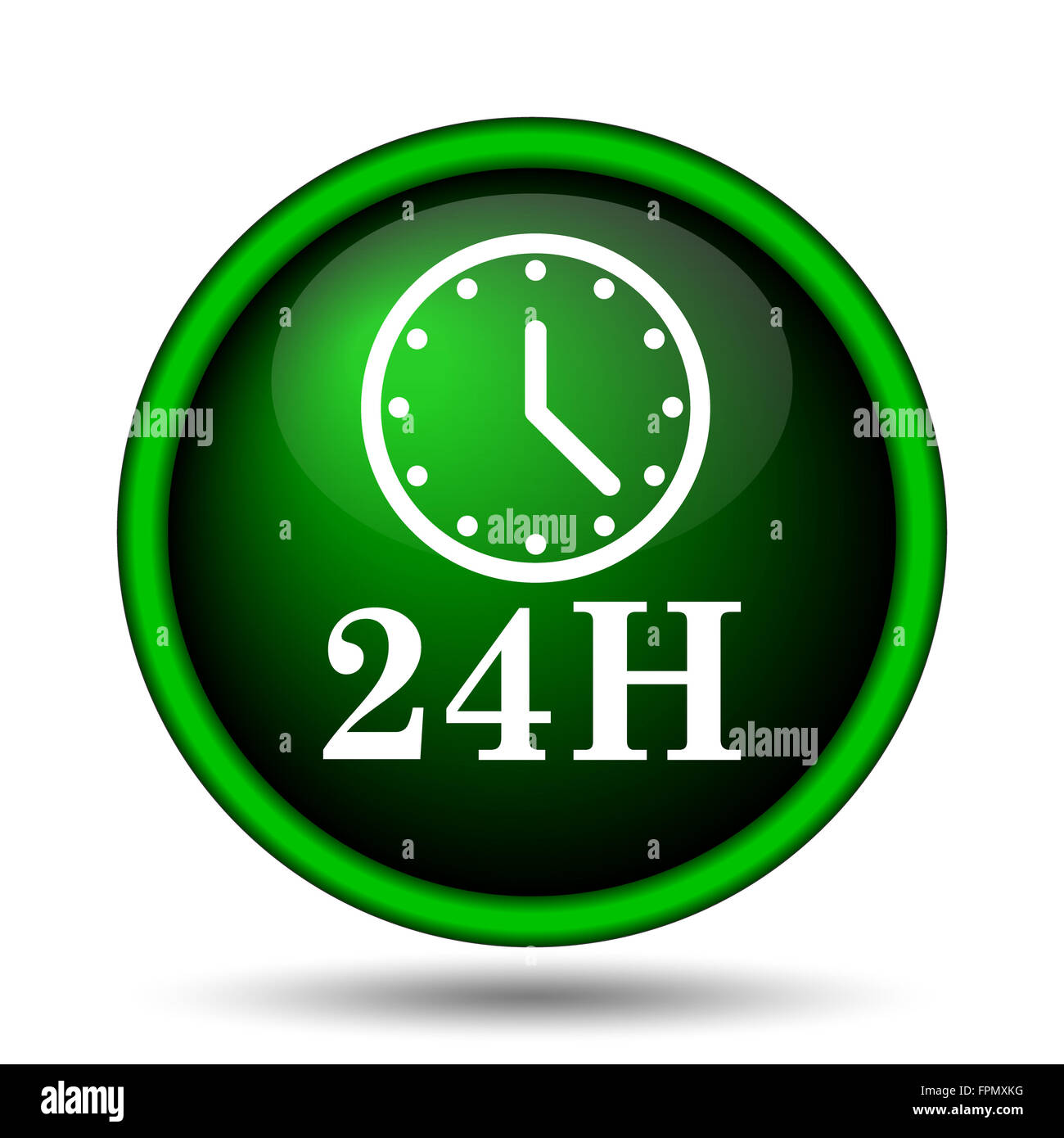 24H icona di un orologio. Pulsante Internet su sfondo bianco. Foto Stock