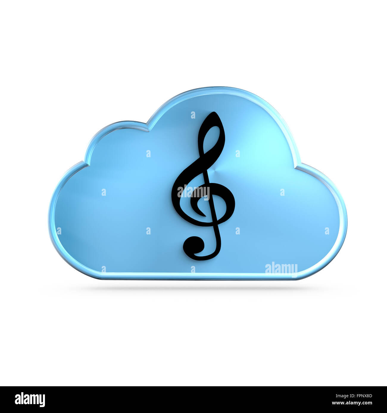 La musica come un servizio (MAAS) icona concetto. Una G clef sopra una nuvola Foto Stock