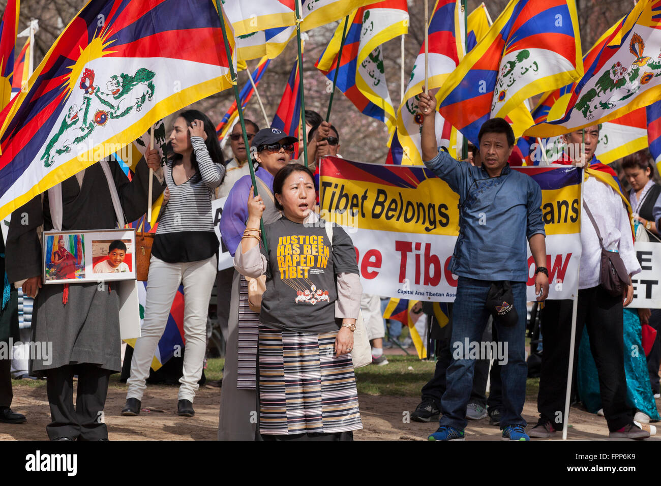 Marzo 10, 2016 Washington DC, Stati Uniti d'America: Tibetan-Americans e i sostenitori del Tibet rally su Rivolta Nazionale Tibetana giorno Foto Stock