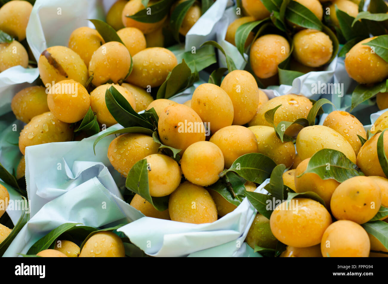 Prugna Mango nel mercato locale, Thailandia Foto Stock