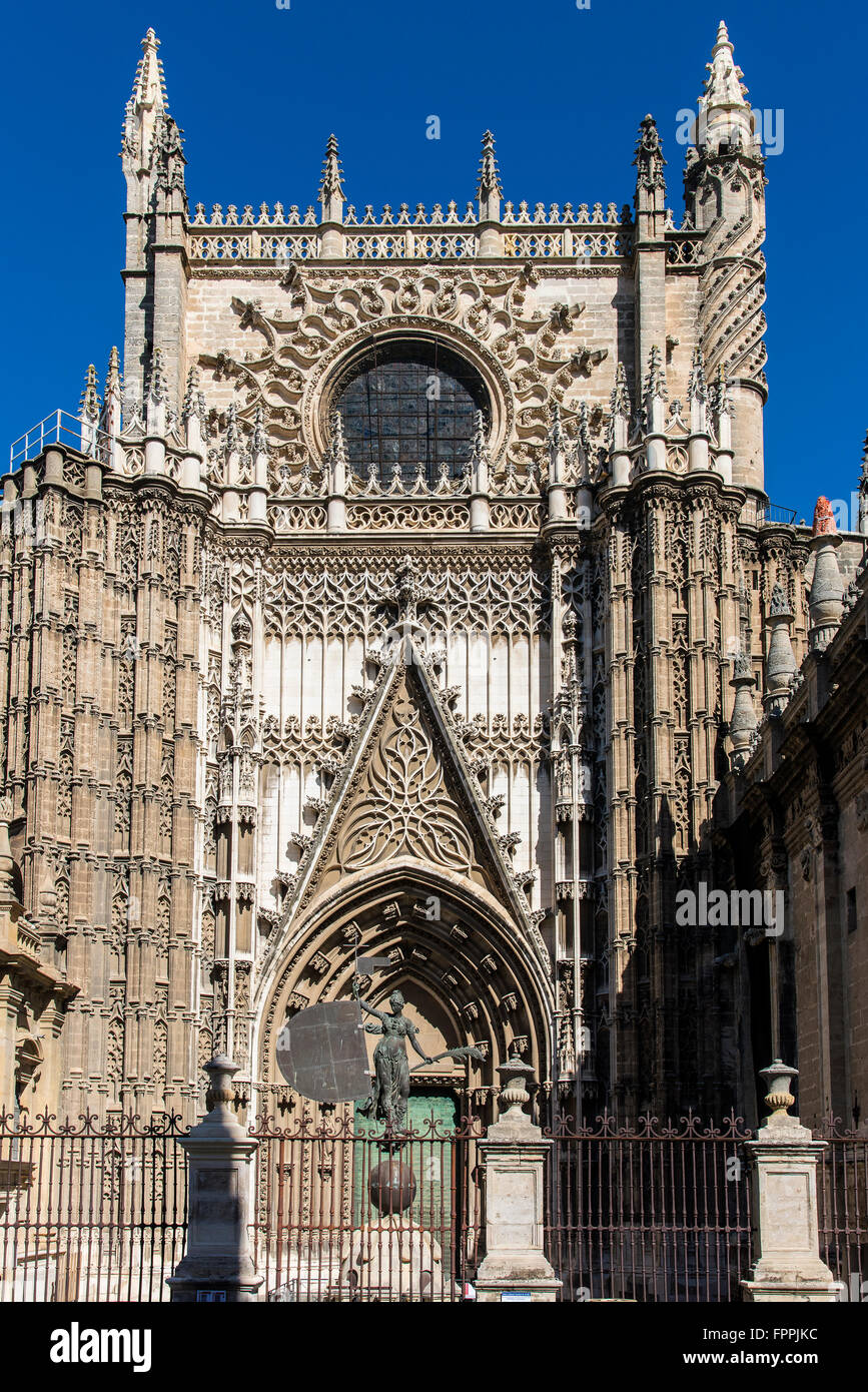 Facciata nord o lo sportello della concezione della Cattedrale, Siviglia, Andalusia, Spagna Foto Stock