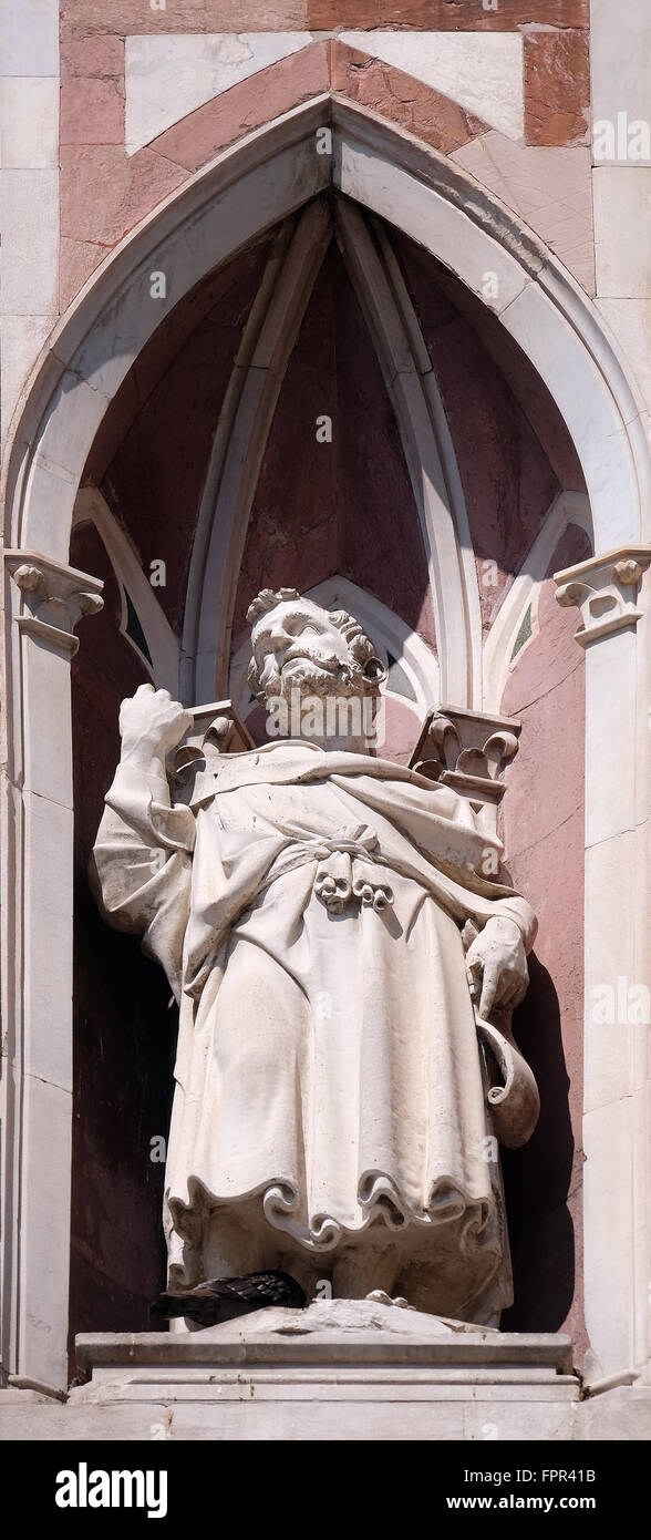 Il profeta Barbuto di Nanni di Bartolo, il campanile (campanile) della Cattedrale di Santa Maria del Fiore, Firenze, Italia Foto Stock