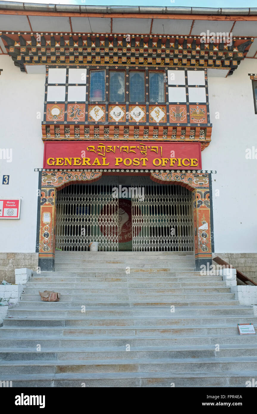 L'Ufficio Generale delle Poste edificio a Thimphu, Bhutan. Foto Stock