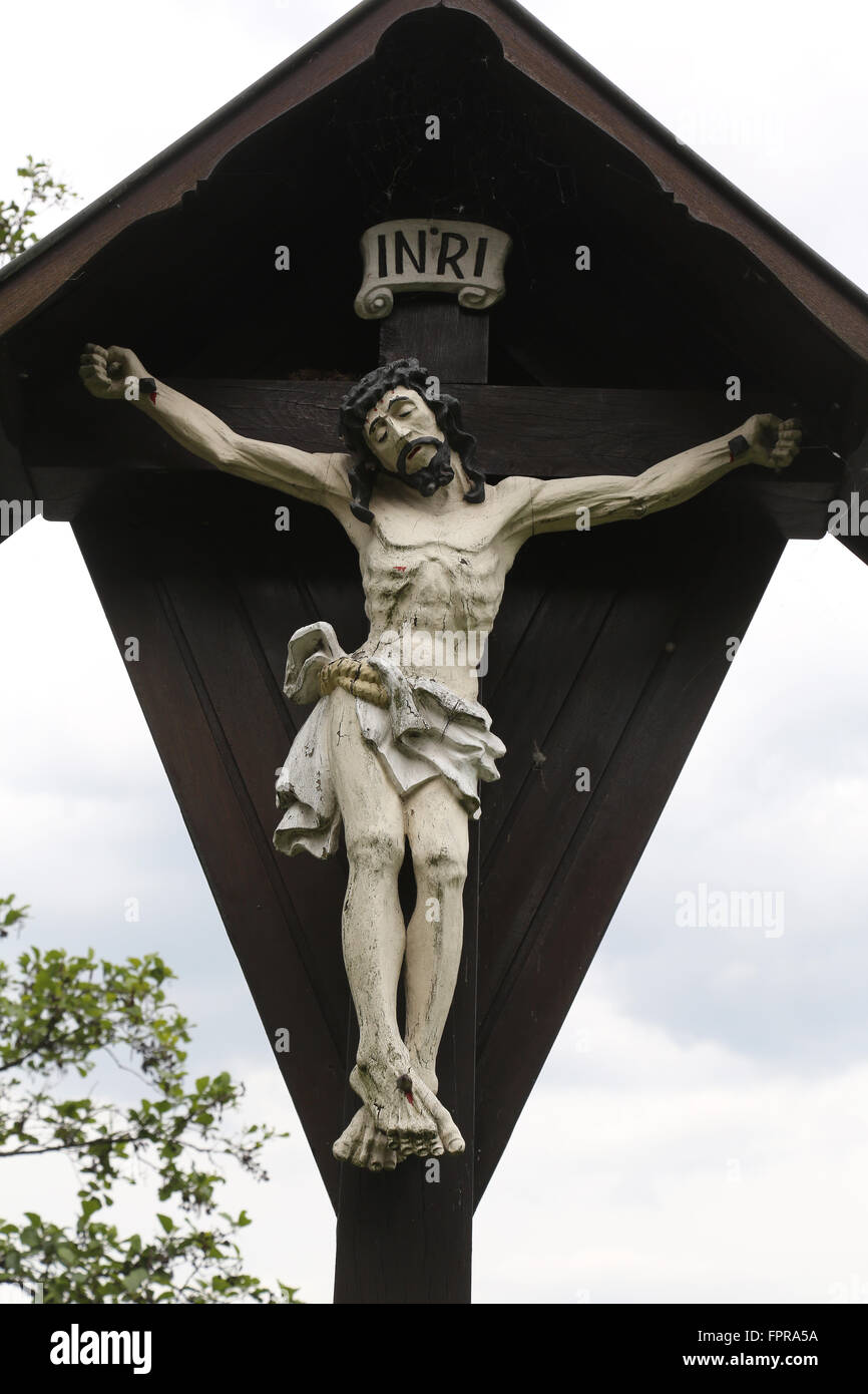 La crocifissione, la chiesa parrocchiale di San Giacomo a Hohenberg, Germania del 06 maggio 2014. Foto Stock