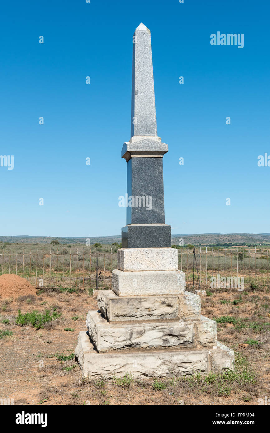 SLAGTERSNEK, SUD AFRICA - 19 febbraio 2016: il memoriale di Slagtersnek vicino Cookhouse. I leader di una ribellione contro il B Foto Stock