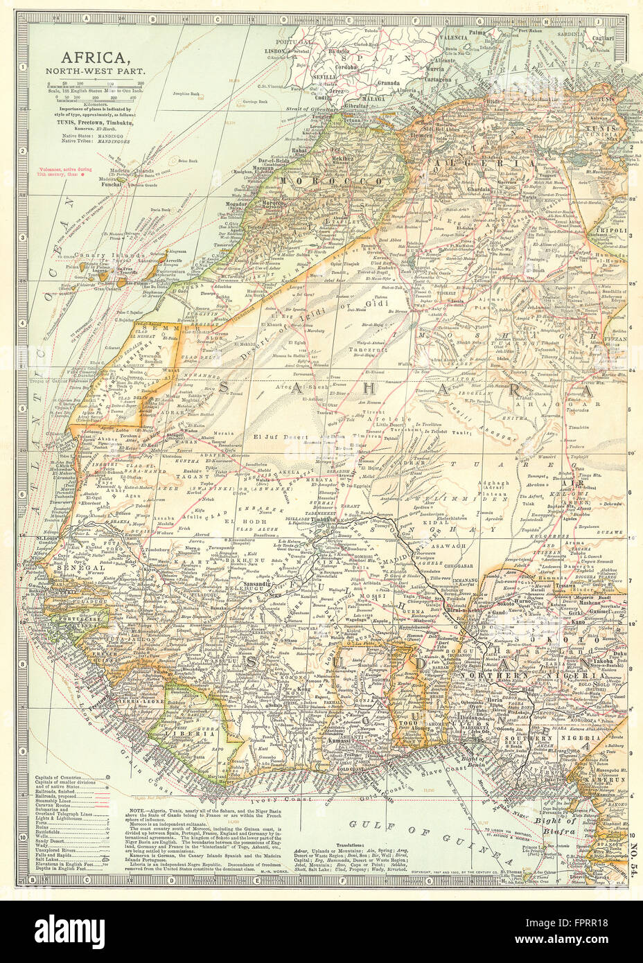 AFRICA OCCIDENTALE: Algeria Marocco Nigeria Senegal Togo Gold Coast Ghana, 1903 Mappa Foto Stock