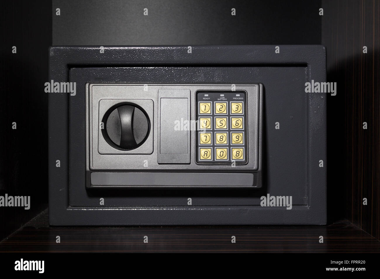 Cassetta di sicurezza in hotel con serratura digitale Foto Stock