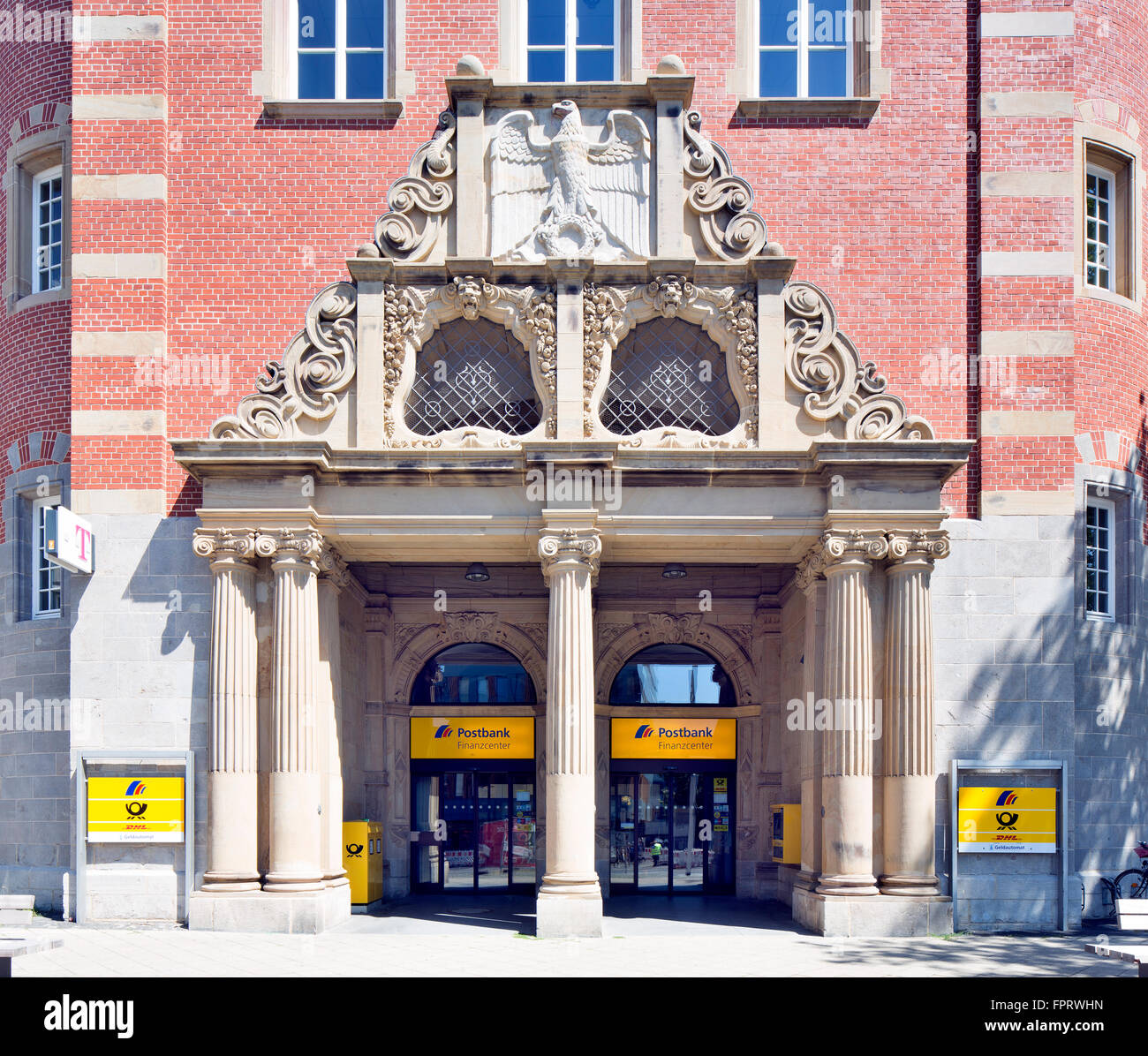 Oberpostdirektion, portale principale, Kassel, Hesse, Germania Foto Stock