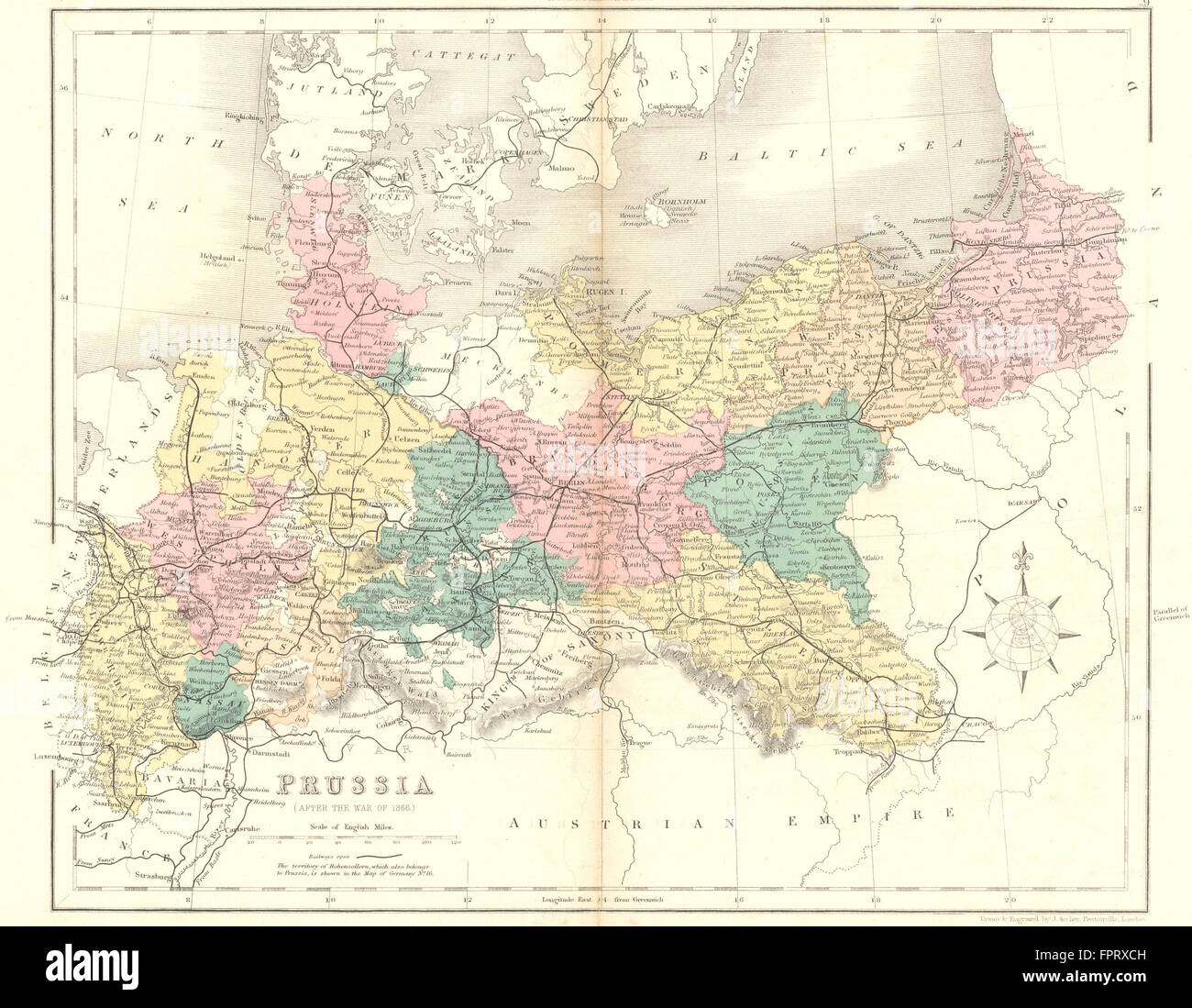 Germania: Prussia(post guerra del 1866): Mackenzie, 1868 Mappa antichi Foto Stock