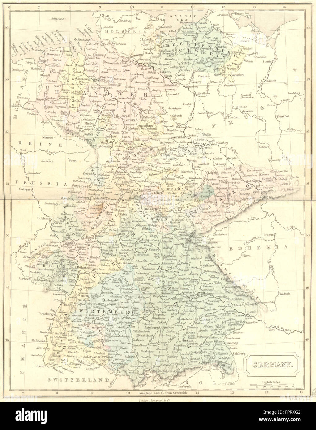Germania: Hall, 1850 Mappa antichi Foto Stock