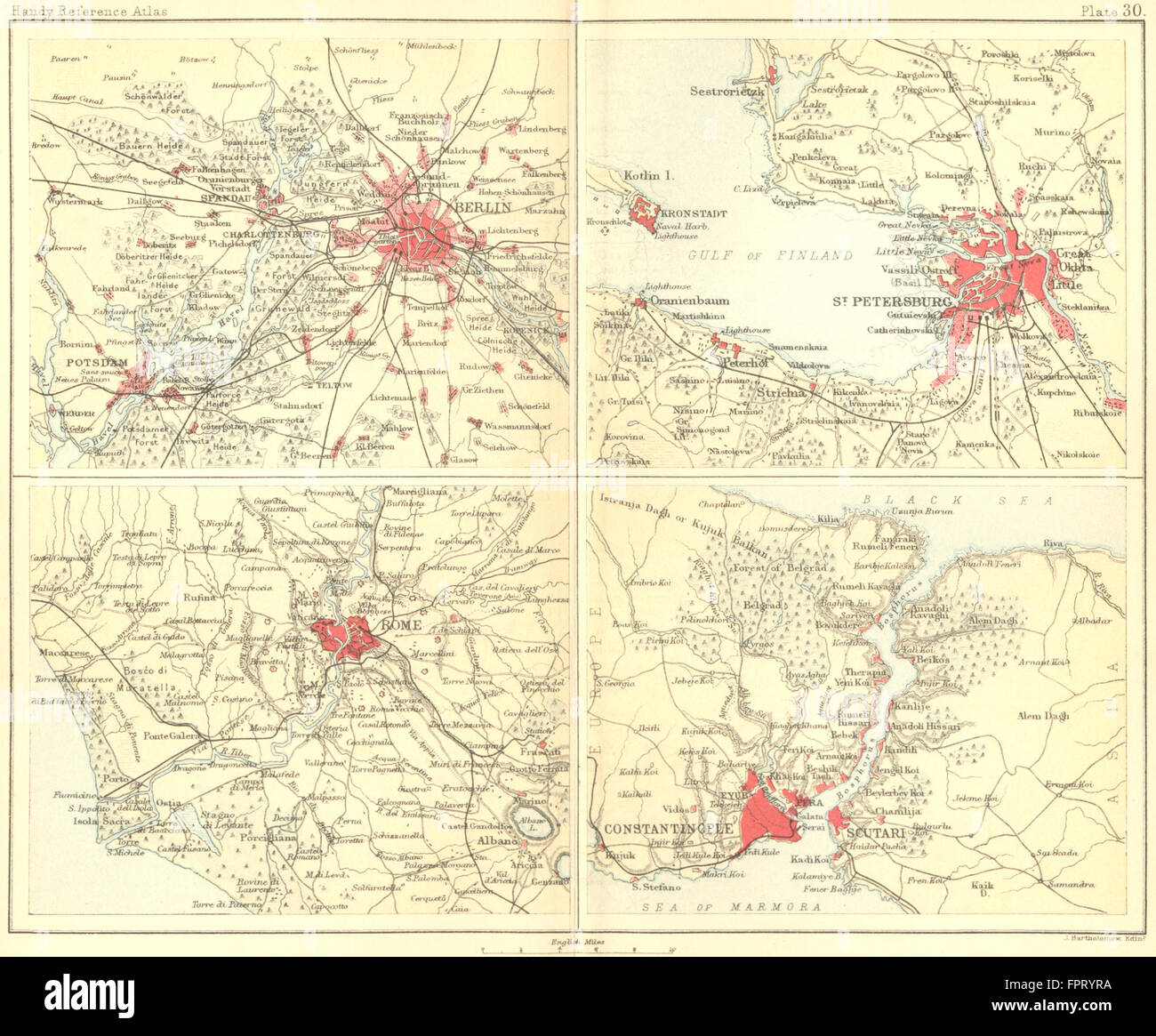 Piani: Berlino, San Pietroburgo, Roma, Istanbul, 1888 Mappa antichi Foto Stock