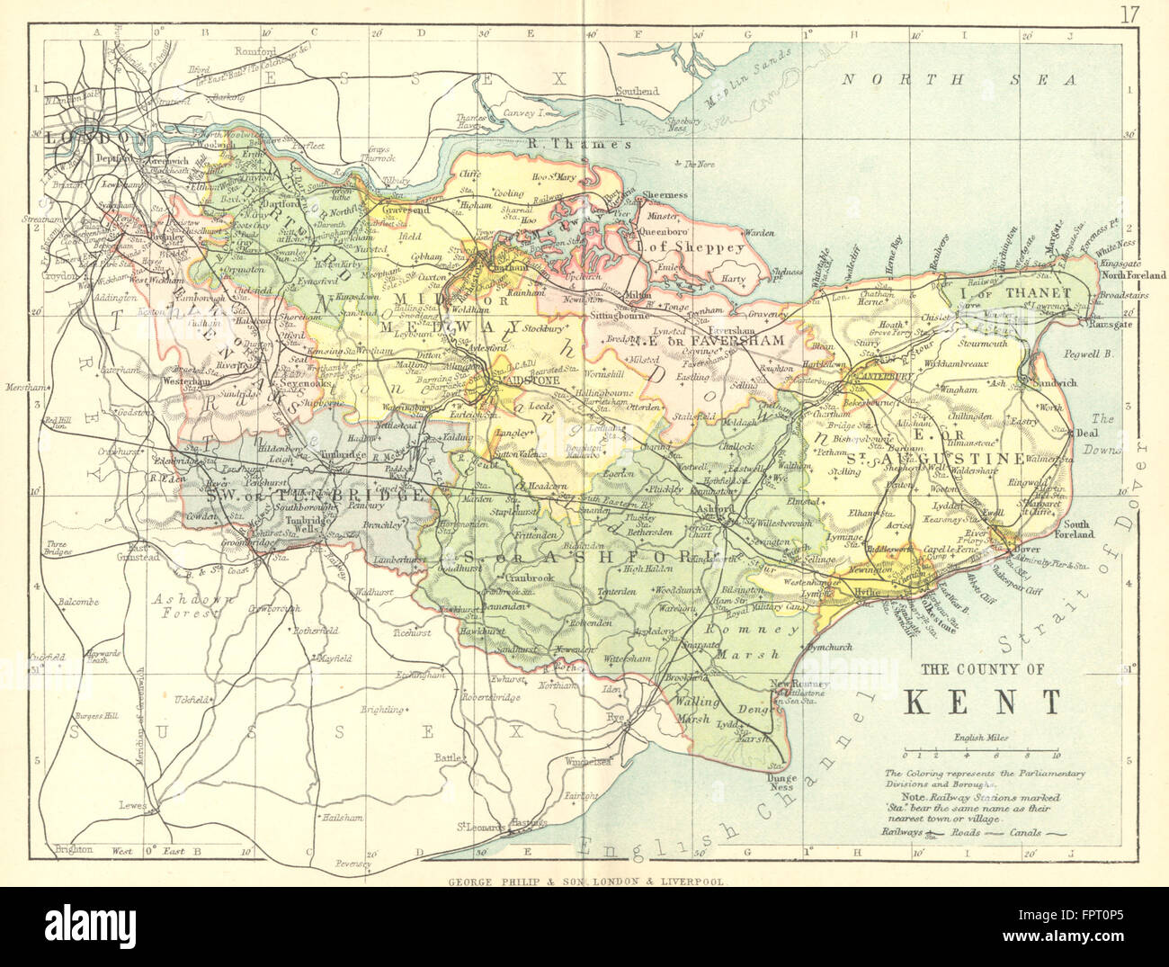 KENT: Filippo, 1898 Mappa antichi Foto Stock